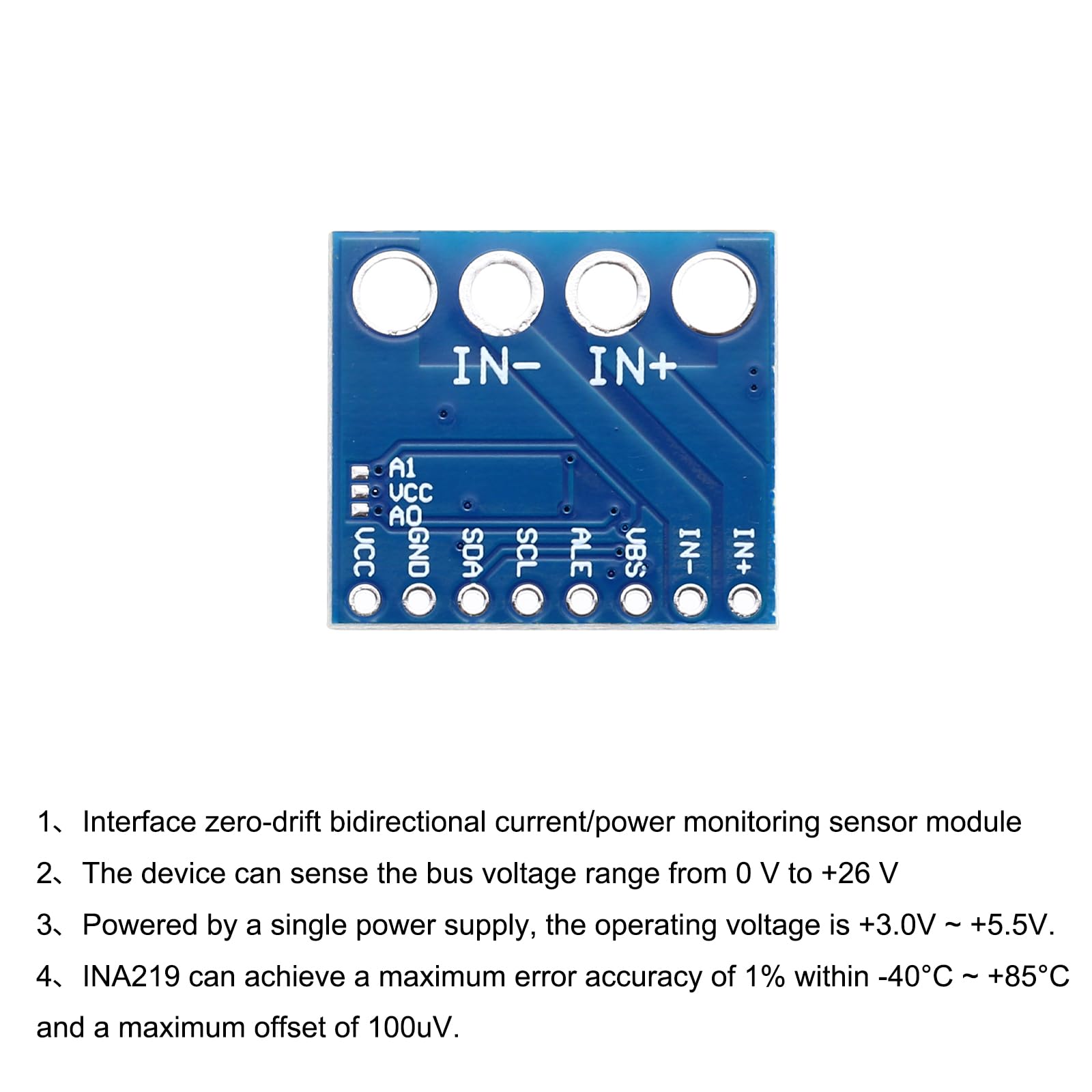 QUARKZMAN 5 Sets INA226 I2C Bidirektionaler Stromsensor DC Strom Spannung Stromversorgung Monitor Breakout Board IIC Modul Stromüberwachung Sensor Modul Mit Alarmfunktion