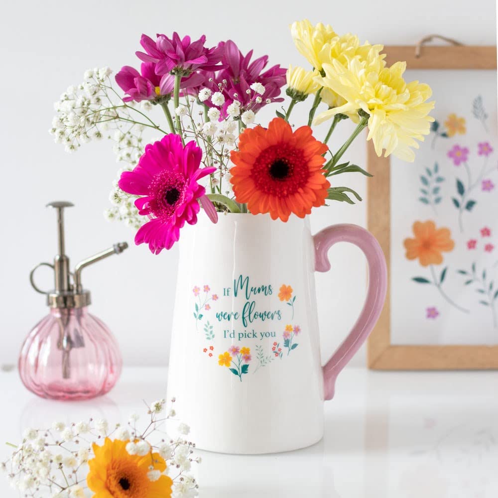 ZALE YARDLEY Flower Vase, Pitcher Vase “If Mum Were Flower” Ceramic Flower Jug, Vase for Flower Garden Ornaments - Image 3