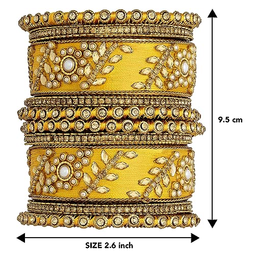 Image of Peora Silk Thread Kundan & Stone Studded Chuda Bangles Set Gift for Women