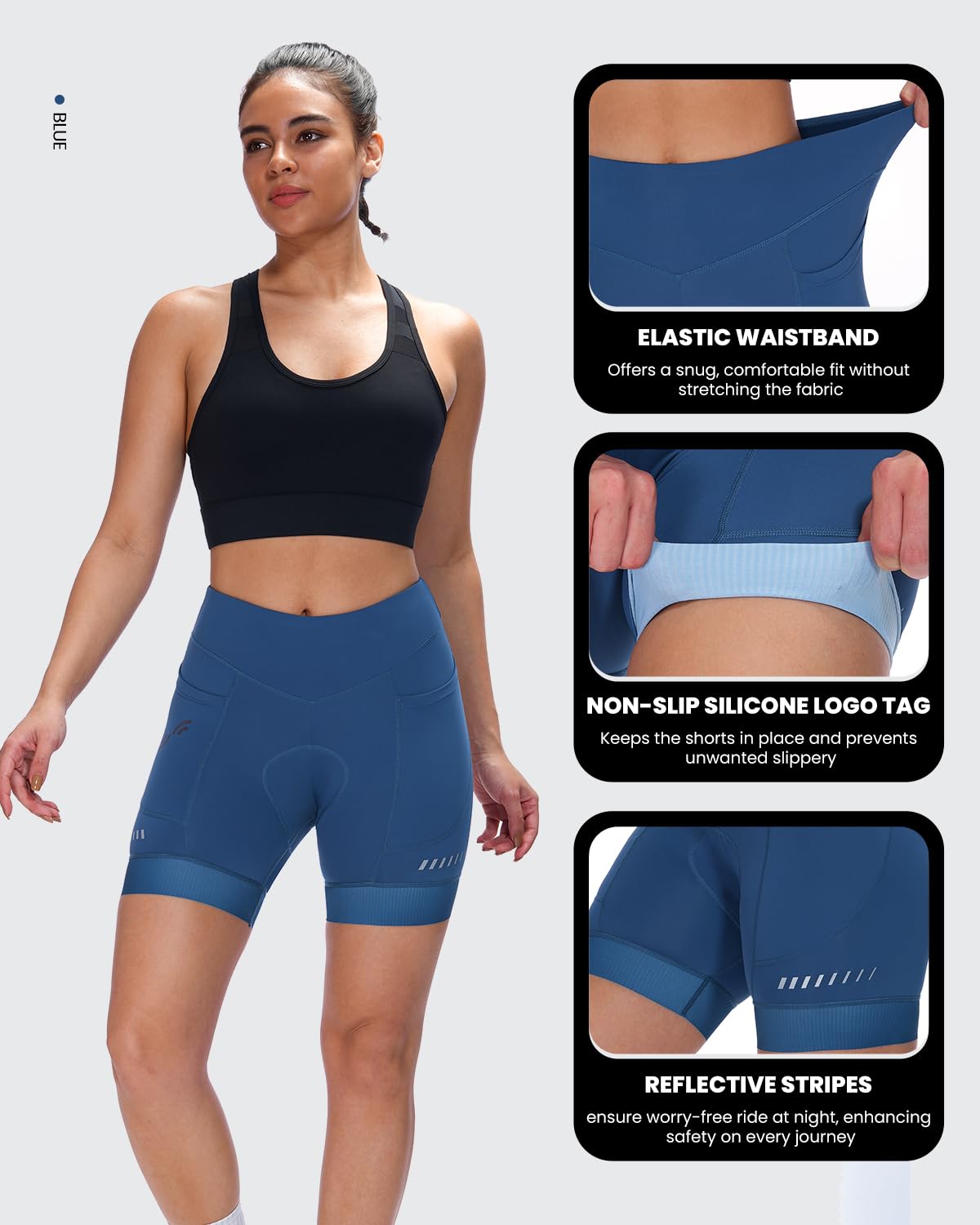 Sportneer Pantalones de ciclismo para mujer con acolchado en el asiento 4D acolchado