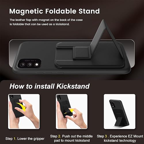 Miniatura 3 de Funda para teléfono TCL 30T 30 T (T603DL) con protector de pantalla de vidrio templado, soporte plegable, soporte para tarjetasranuras Funda