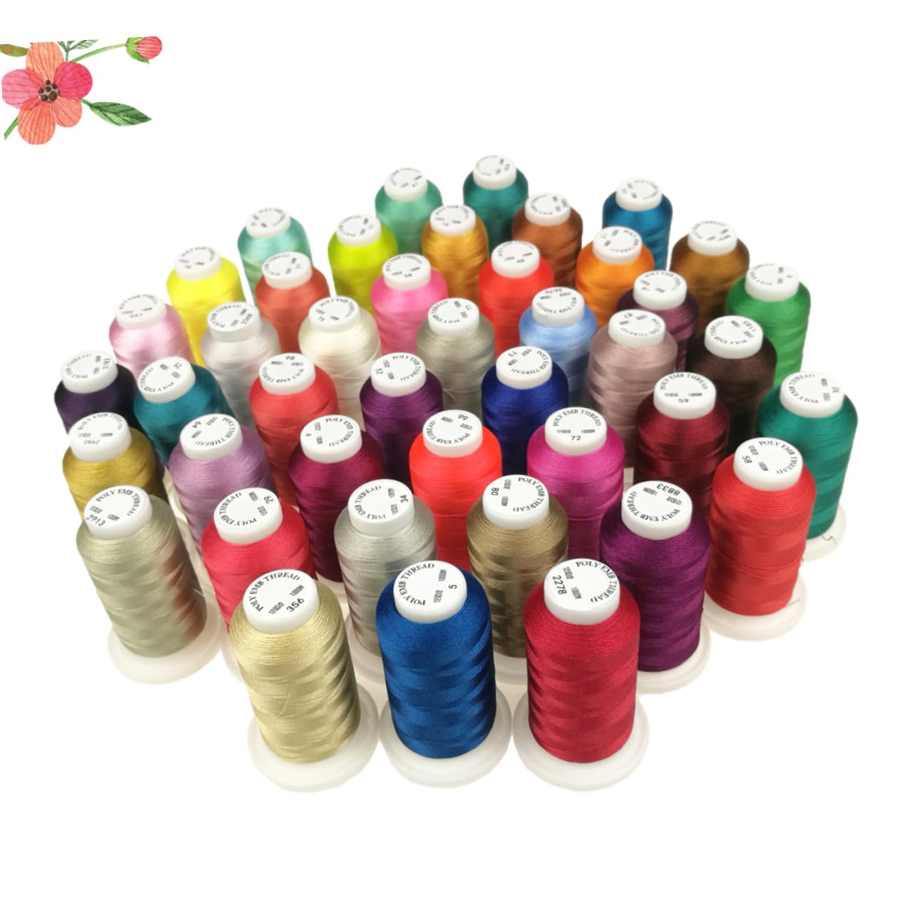 Hilo de Bordar de Poliéster 120d/2 500m, 4 Colores