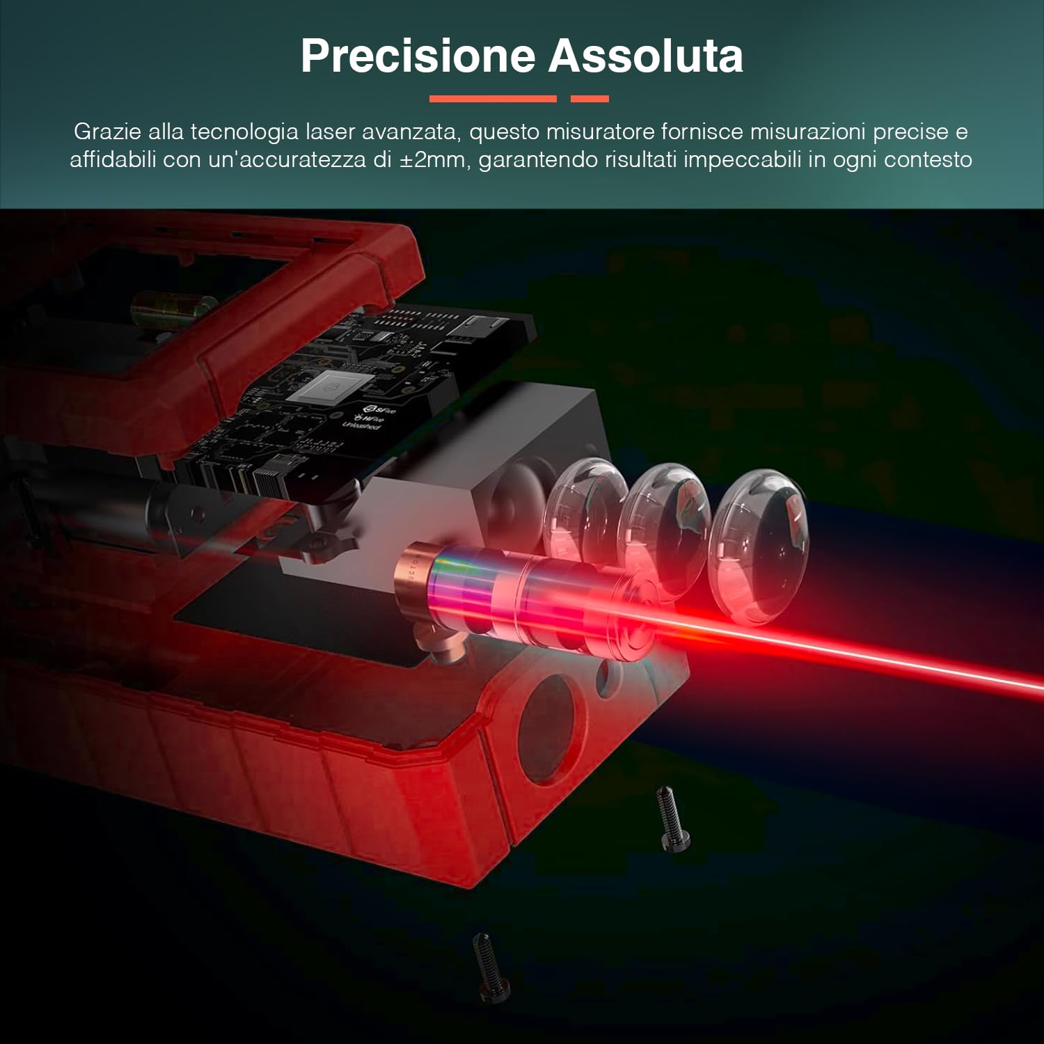 Telemetro Laser Professionale - Misuratore Laser Portatile con Schermo LCD da 4 a 50m - Misurazione Continua Area e Volume, con Memoria 50 Misure
