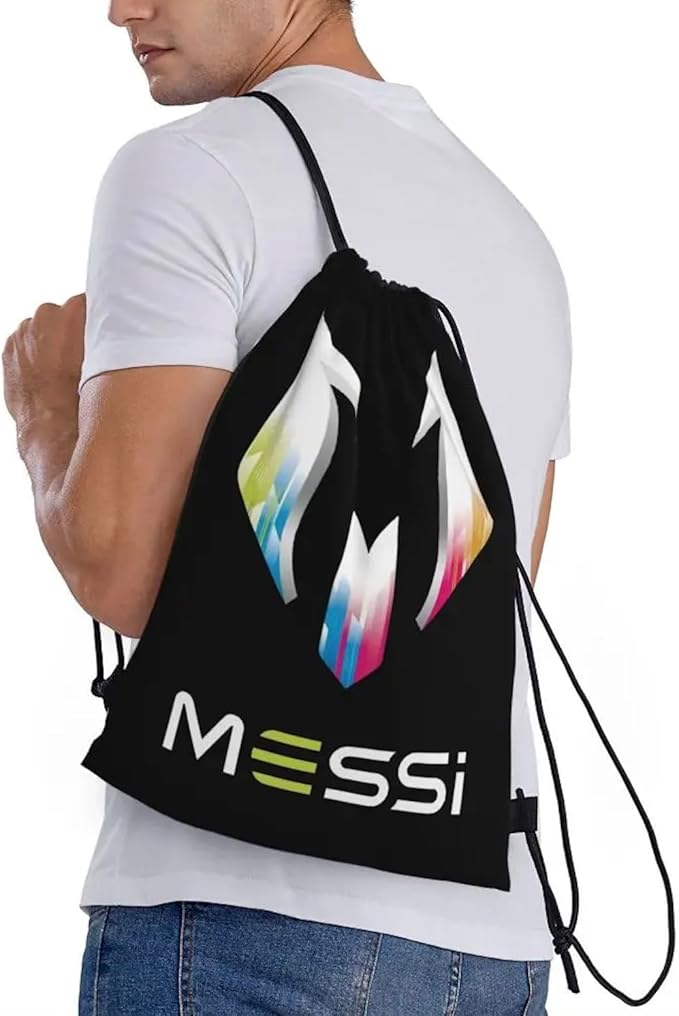  EZB Football Legend Messi Drawstring Bag | 36x30cm Midi Sized Backpack | Multi-Use: Sports Kits, PE Kits, Gym, Lunch, Holiday, Beach | Soccer Pump Bag | Messi Colourful Bag 