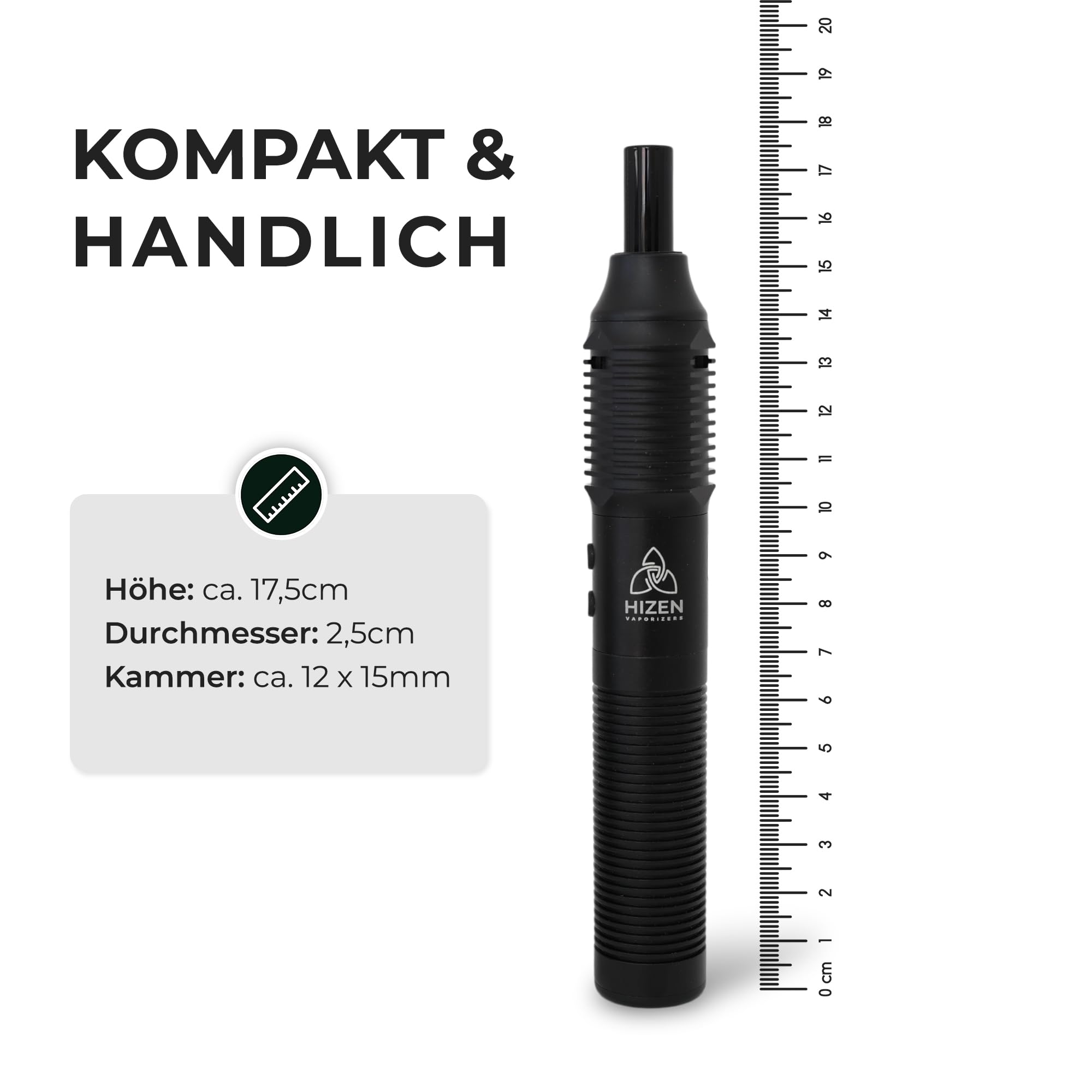HIZEN Stilus Pro Max Vaporizer für Kräuter, Konvektion Kräuterverdampfer, XXL Heizkammer, austauschbarer Akku, USB-C