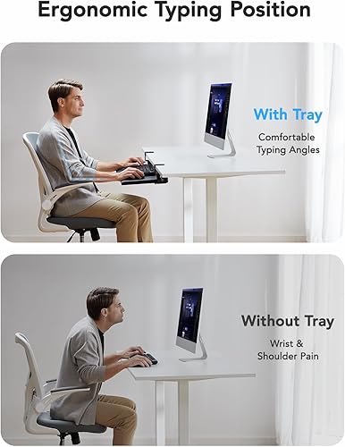 Miniatura 2 de HUANUO Bandeja para teclado debajo del escritorio, soporte para teclado con hardware de abrazadera en C, 26.5  W x 11.8  D Deslizable para teclado