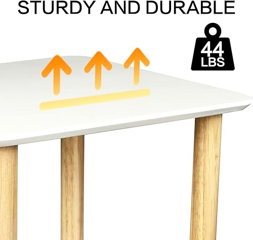 Miniatura 4 de ECOMEX Mesa auxiliar de madera, mesa auxiliar de 2 niveles con estante, mesas auxiliares pequeñas para dormitorio, sala de estar, entrada, oficina,