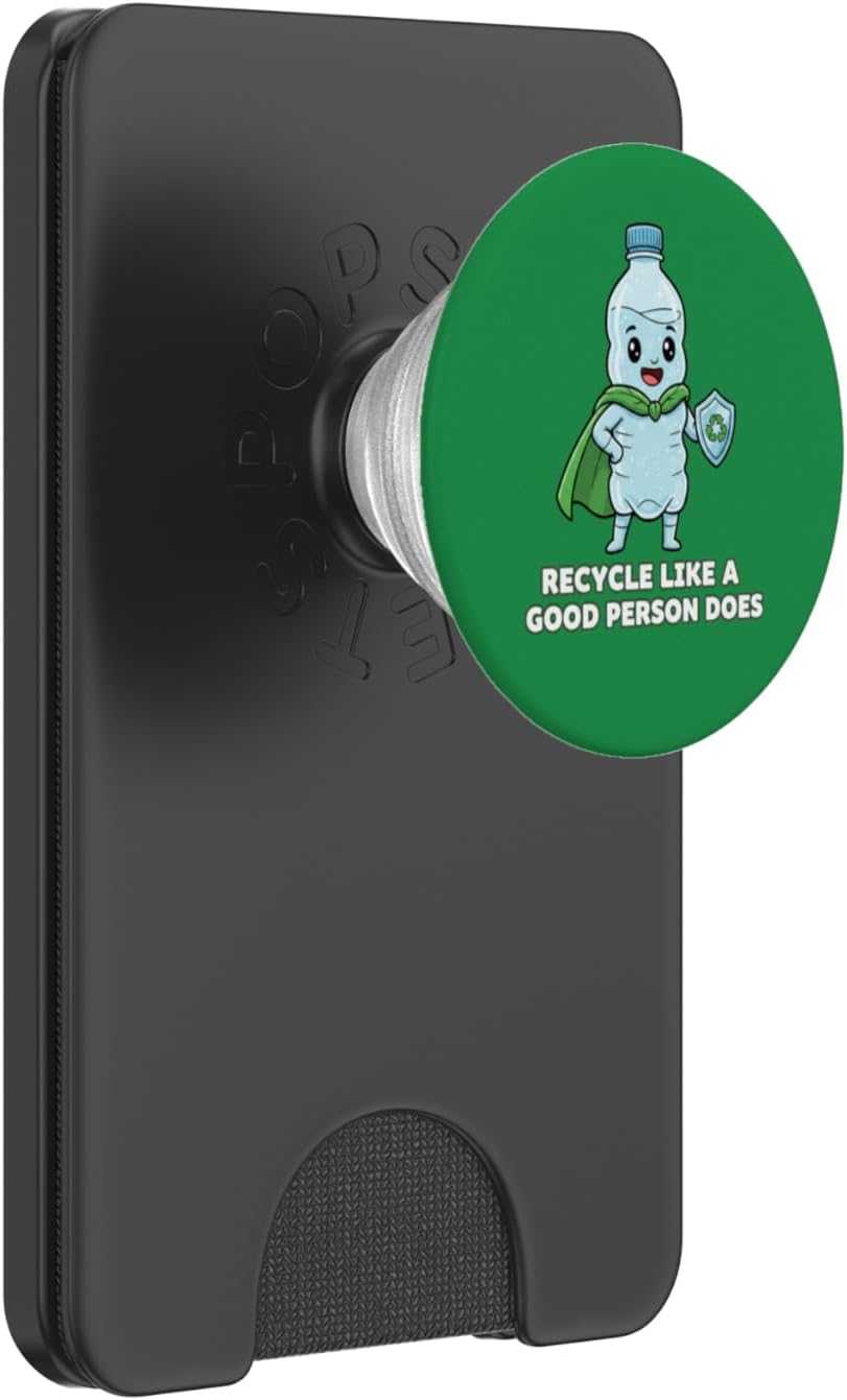 Eco Recycling Hero Cartoon Environmental Awareness Design PopSockets PopWallet for MagSafe