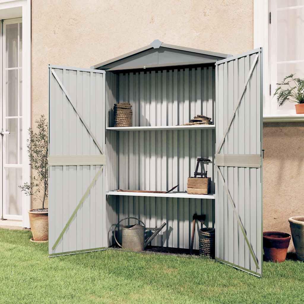 vidaXL Cobertizo de Jardín Paito Casata Casetilla Almacenamiento de Herramienta Almacenaje Exterior Acero Galvanizado Gris 116x45x175 cm