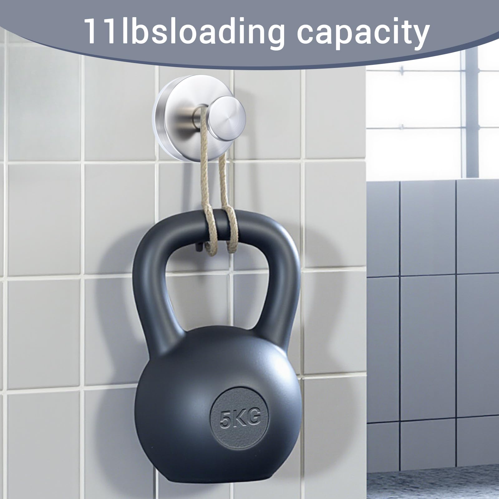 WellMade 2 Pack Brushed Stainless Steel Suction Cup Hooks for Shower Bathroom Kitchen Waterproof Rustproof Wall Hooks for — view 4