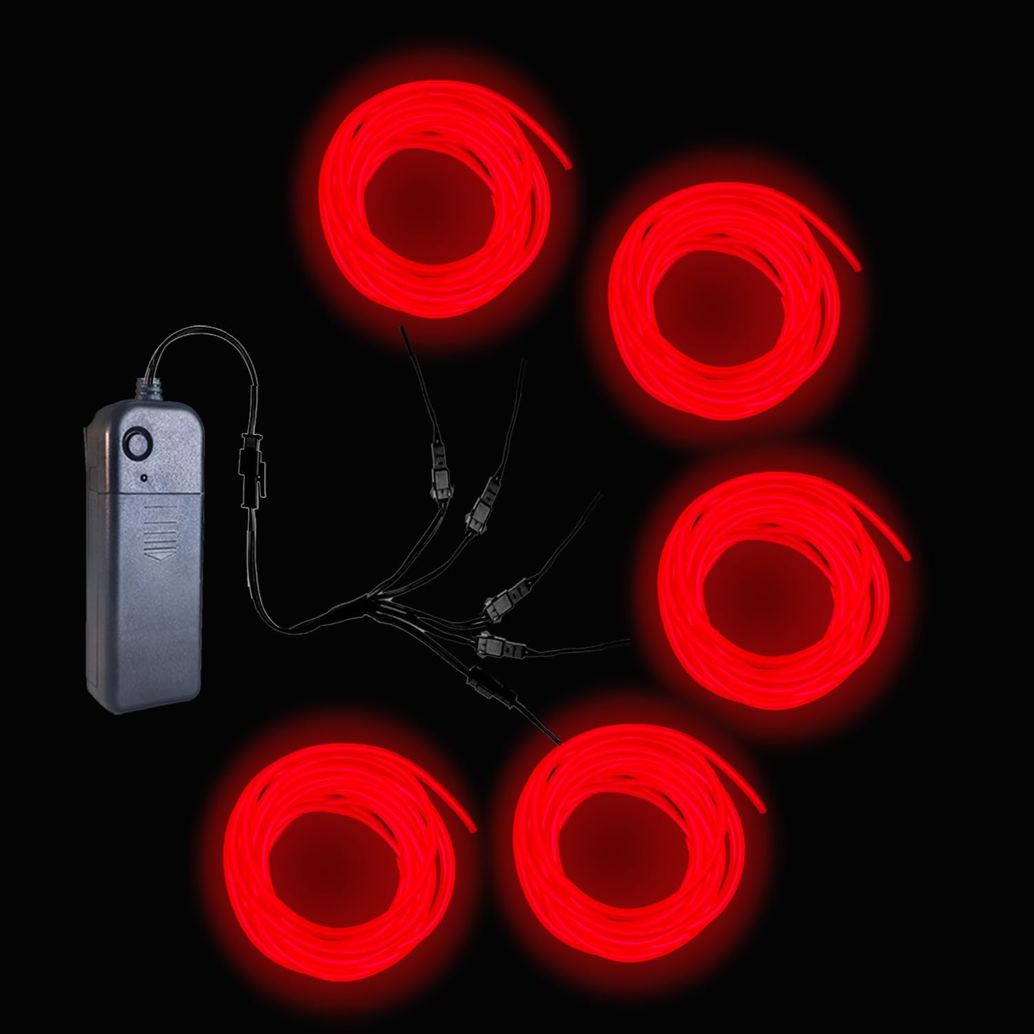 Gcidto Neon Light 5-in-1 Metre EL Wire, a Decorative Lighting Strip with Three Illumination Modes, Suitable for Various Occasions Such as Birthday Parties, Halloween, and More. (red)