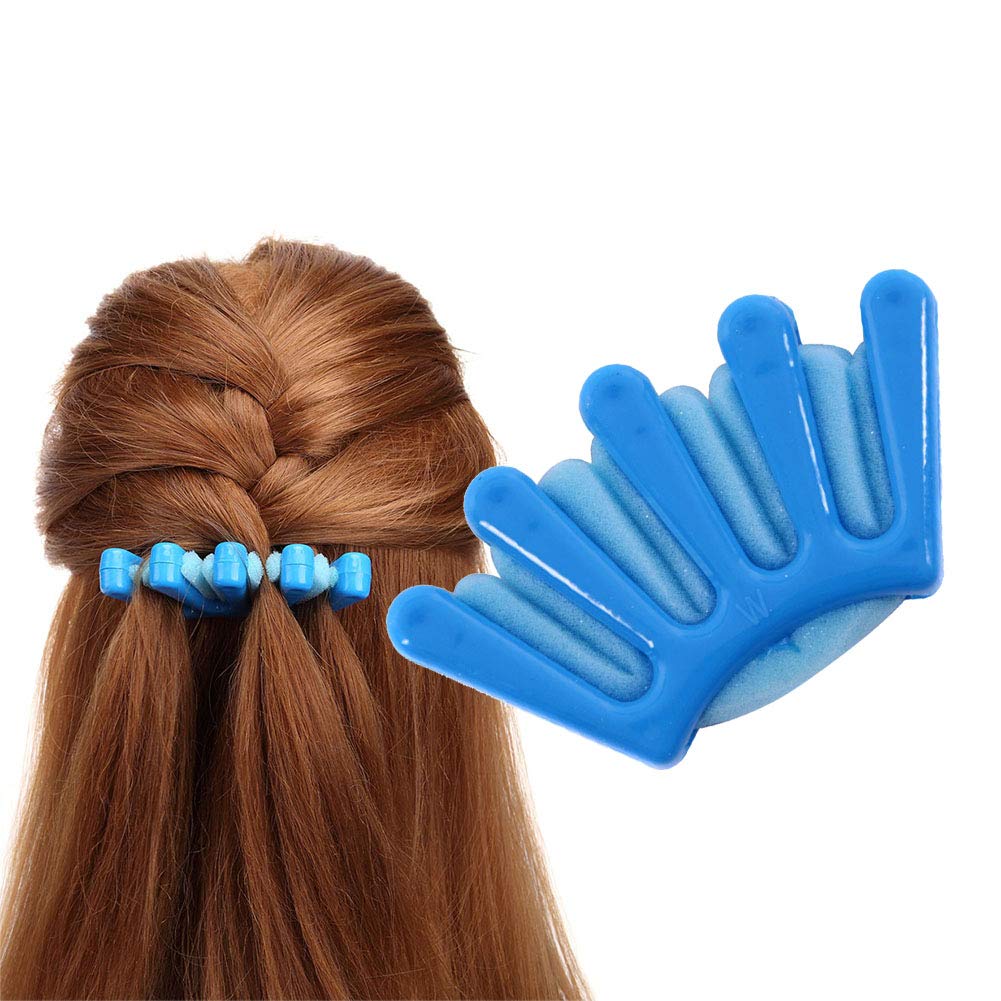Xiton 1PC Schwamm-Haar-Flechtmaschine - Multifunktionshaar Flecht Werkzeug - Französisch Twist Plait Haar Braider - Palm Shaped DIY Hair Styling-Zubehör (Blau)