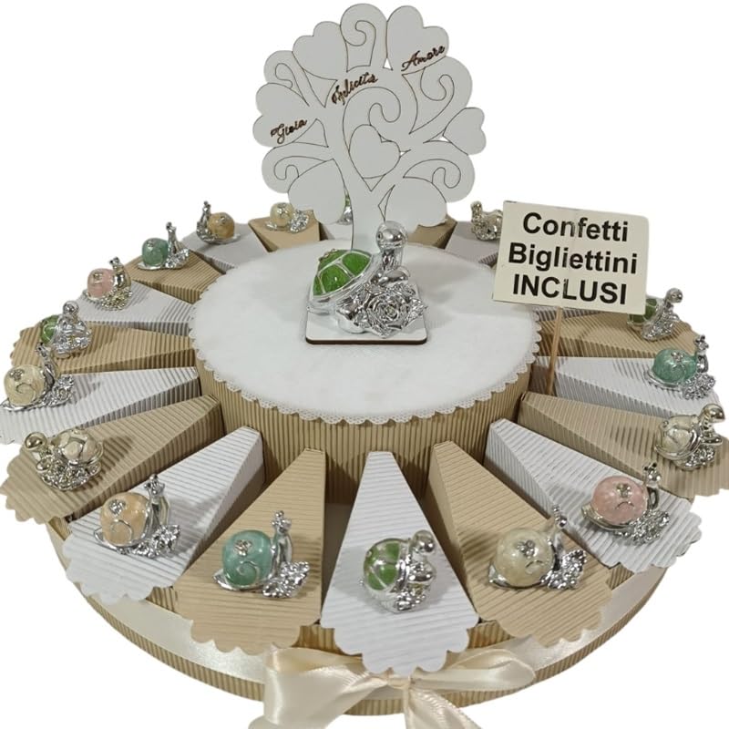 Torta bomboniere comunione albero della vita e animaletti misti d'appoggio (20 fette)