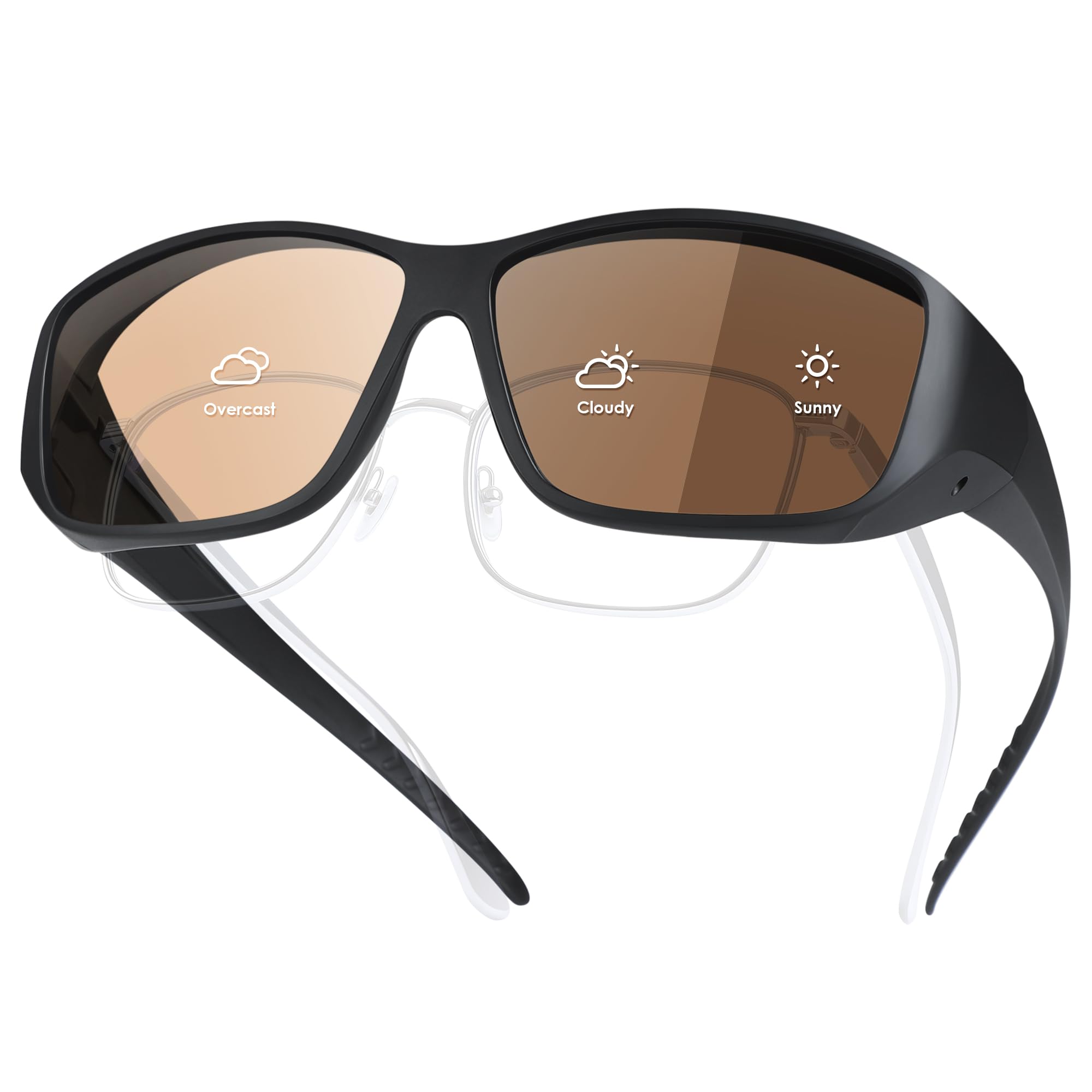 TINHAO Photochromic Polarised Fit Over Sunglasses for Prescription Glasses