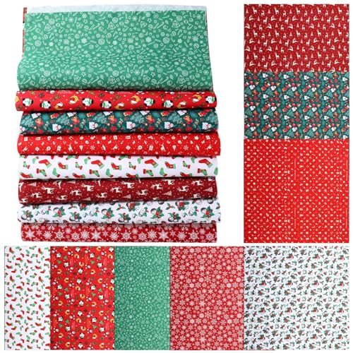 Tissu de Noël au mètre lot de 8 carrés de patchwork 50x50 cm en coton pour couture créative