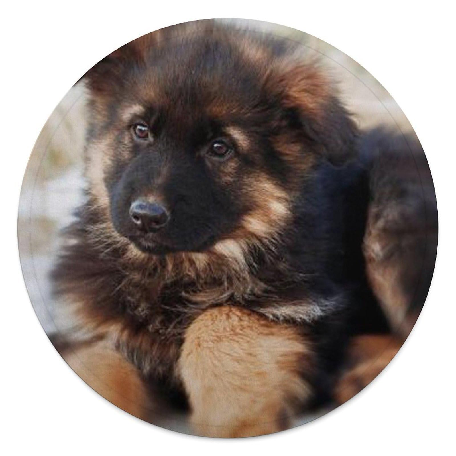 FekiLoot German Shepherd Puppy Round Flannel Throw Blanket, 59.1 Inch Diameter Single Sided Printed Fleece Blanket, Multipurpose Foldable Decor Cover for Couch Office Camping Home Furnishing