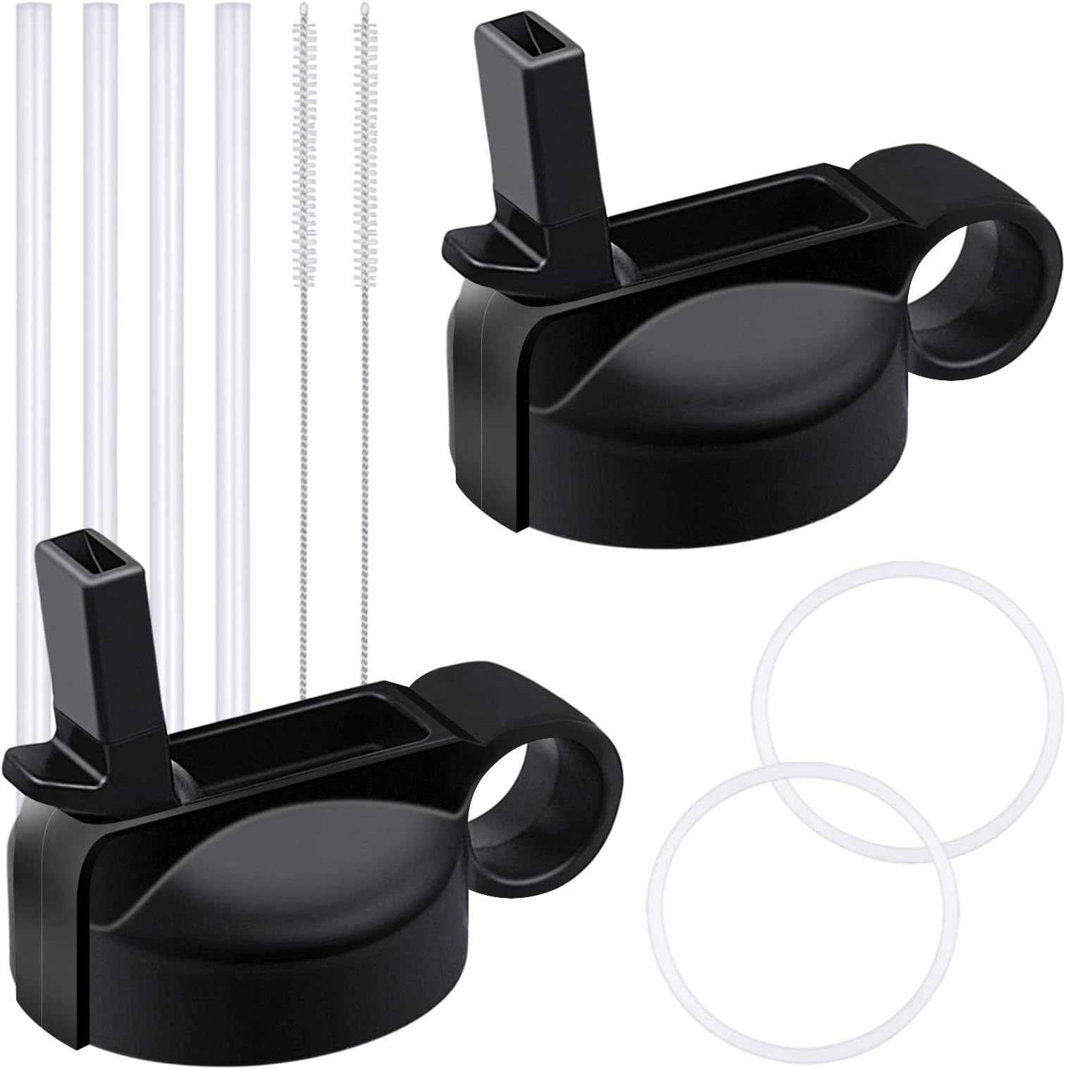 Straw Lid for Hydro Flask Wide Mouth Water Bottles 12oz-64oz with 4 Straws, 2 Straw Brushes and 2 Replacement Gaskets