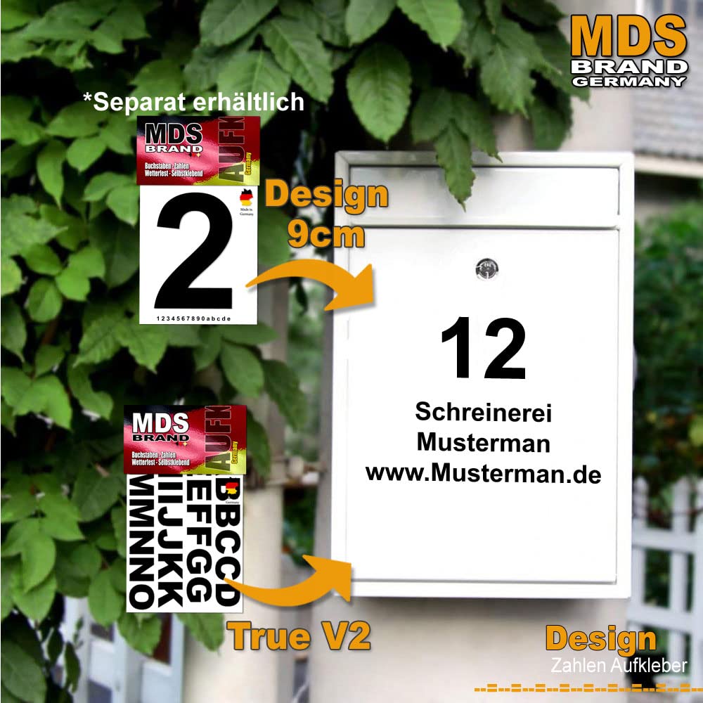 MDS Brand Klebebuchstaben 2cm - Wetterfeste Aufkleber Für Briefkasten & Bastelprojekte