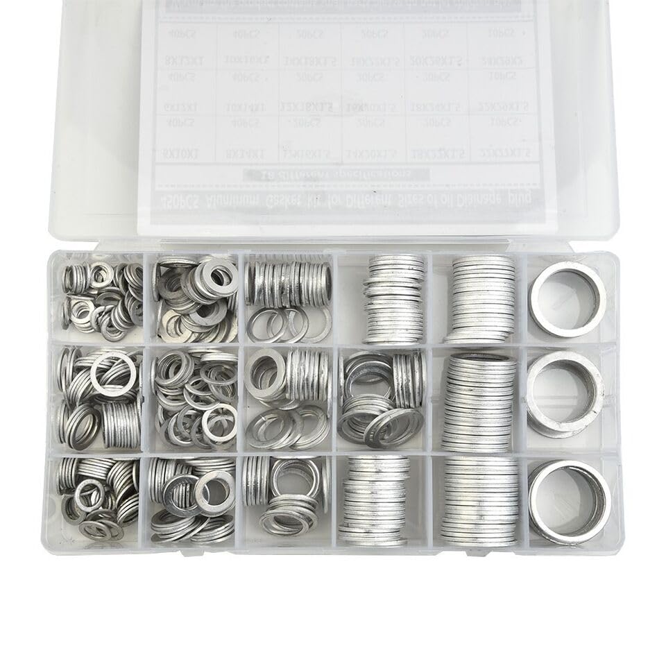 450Pcs Aluminum O-Ring Silver Hydraulic Pipe Gaskets Paintball Seal Assorted Kit