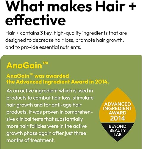 Miniatura 6 de BIGVITA Suplemento para el Crecimiento del Cabello Crecimiento Rápido del Cabello para Cabello Más Grueso y Abundante AnaGain Nu, Biotina,