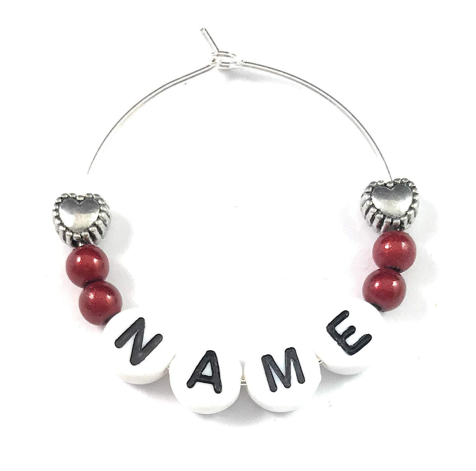Libby's Market Place Multicolour Personalised Name Wine Glass Charm With White Letters And Hearts On A Gift Card