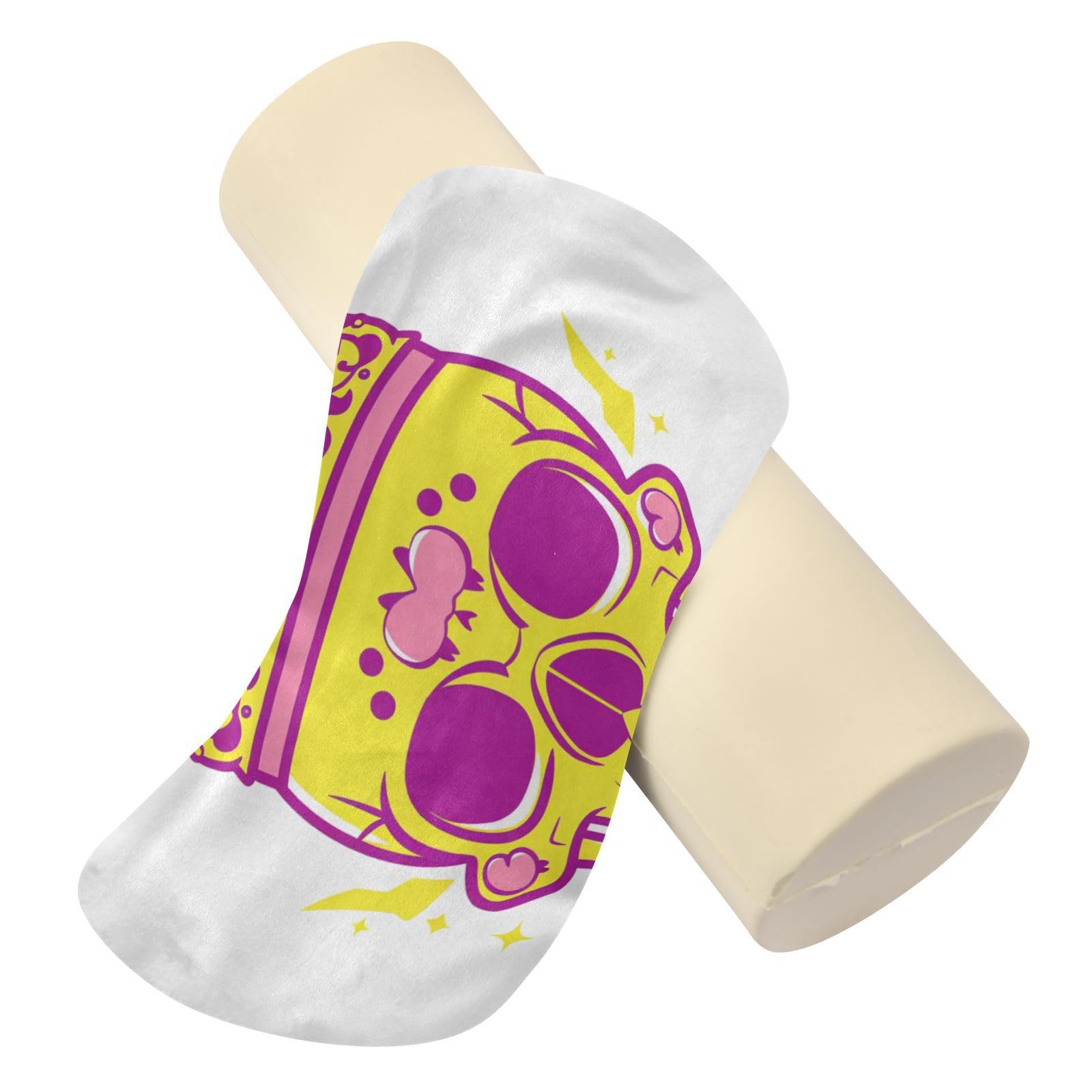 EtherSpher Princess Skull Plum Outlined Duck Yellow Decorative Neck Roll Pillow Support Cylinder Memory Foam Pillow Round Foam Cushion Back Support almohada de Cuello para dormir