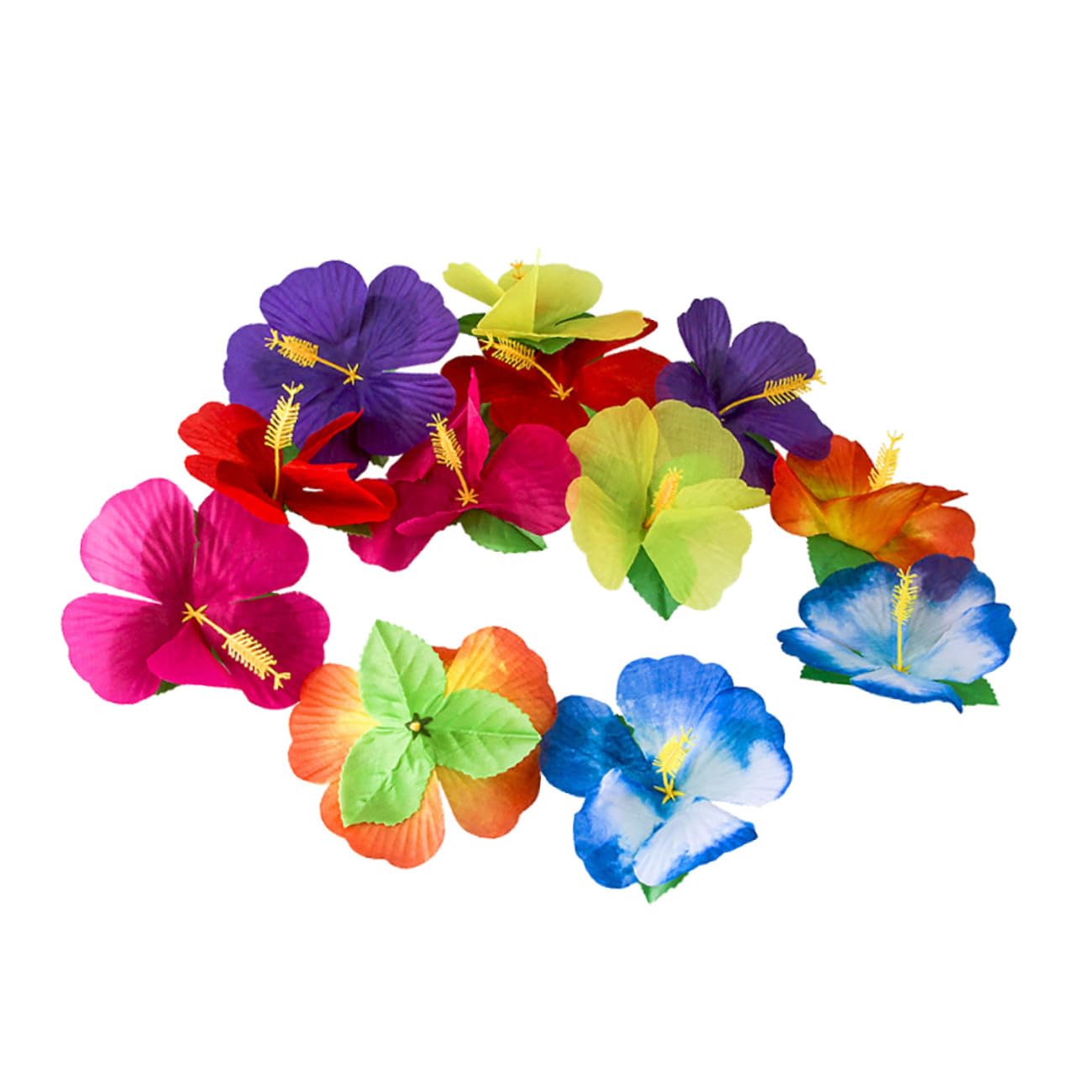 72 Künstliche Hibiskusblüten Künstliche Blume Hawaii als Blütenköpfe für Bastelarbeiten und Künstlicher Blumenschmuck aus Stoff für Sommerfest und Home Gathering Zufällige Farbe