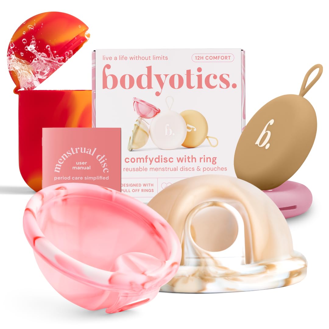 Bodyotics Reusable Menstrual Disc &amp; Case Bundle - (S &amp; L), Pink/Beige