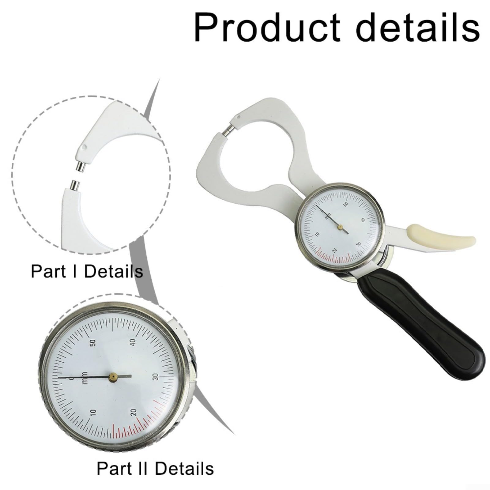 Skinfold - Calibro per grasso corporeo con pressione costante, tester in metallo da 0 a 60 mm per misurazione BMI, misuratore di spessore accurato della piega della pelle per fitness e atleti