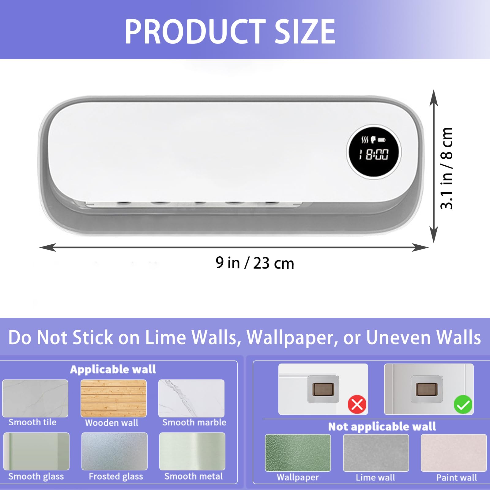 Soporte para cepillo de dientes para baño, soporte inteligente para cepillo de dientes con limpieza/secado/temporizador, 5 ranuras para cepillos de dientes montado en la pared con luz nocturna