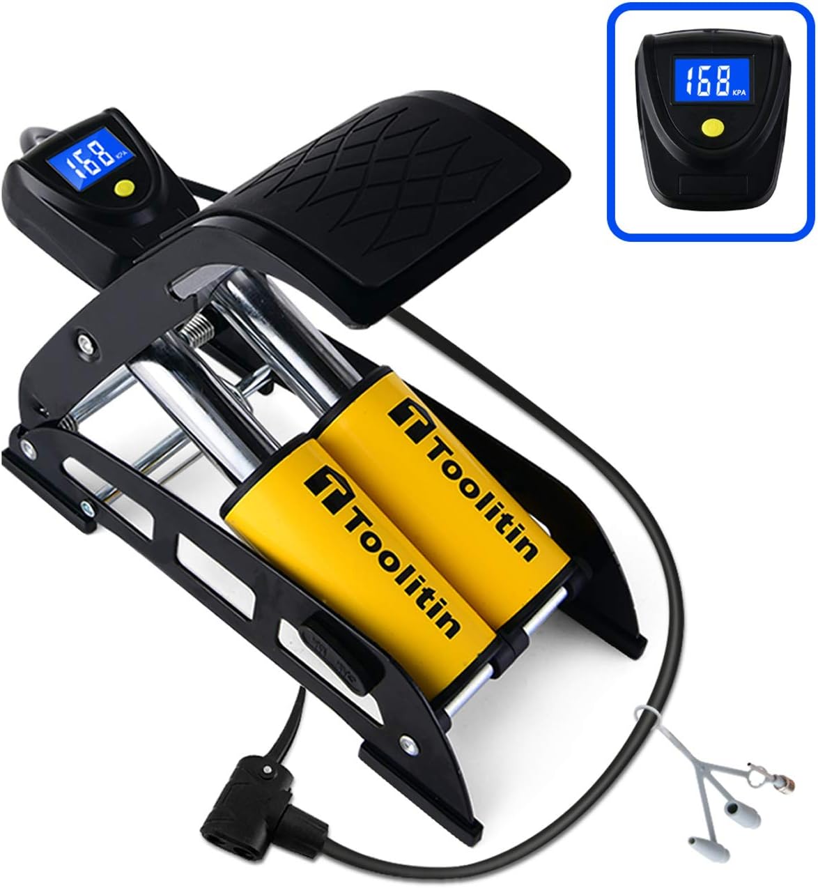 Toolitin Foot Bike Pump Double Cylinder with Electronic