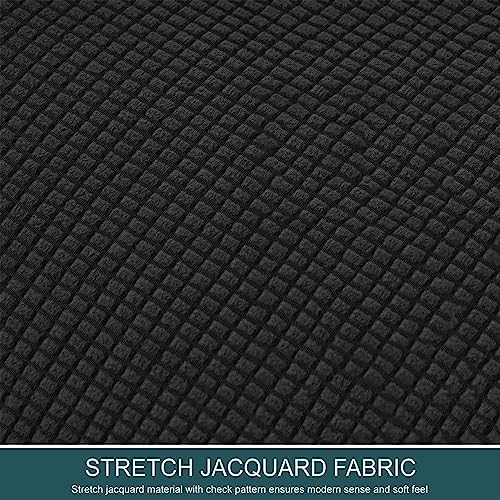 Funda protectora de terciopelo para sillón orejero y otomana en negro 7
