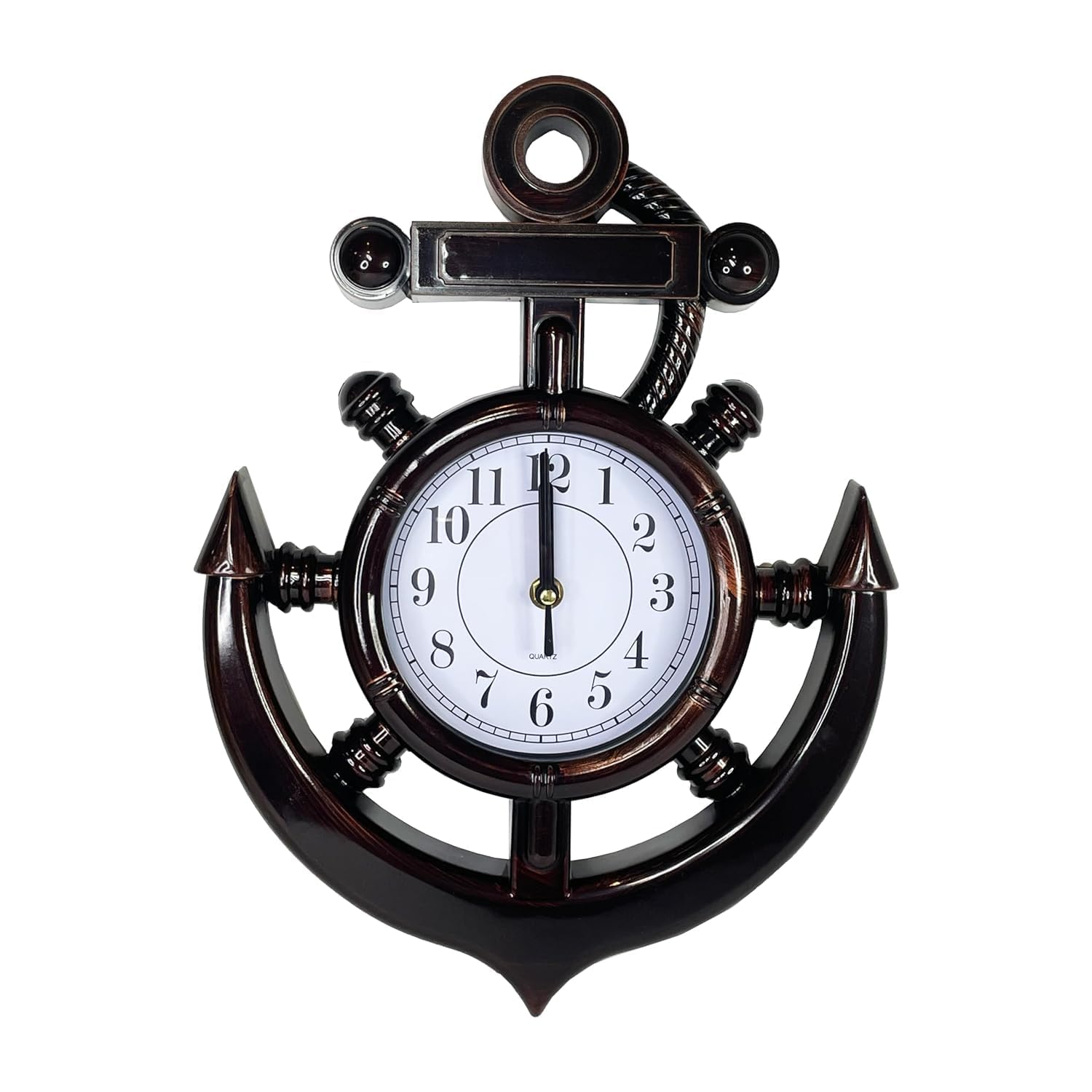 Lukadah Anchor Wall Clock, Mediterranean Style, Nautical Hanging Clock, Creative Nautical Anchor Ship, Wall Decoration for Living Room Bedroom Home Office, Decorations Gift, Clock Wall