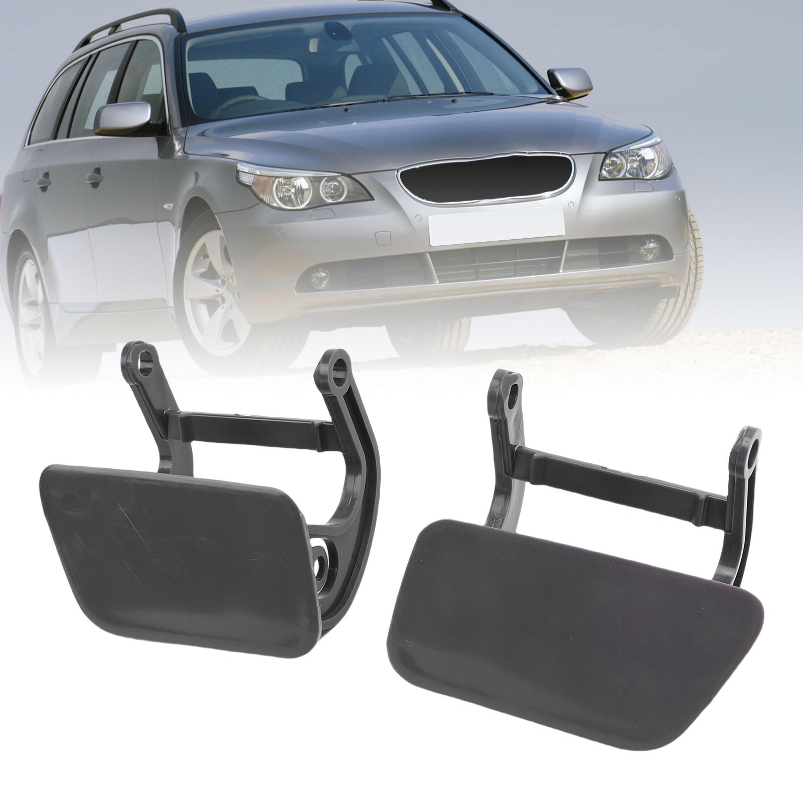 Paquete de 2 Tapas para los Lavafaros del Parachoques Delantero del Serie 5 E60/E61 (2003-2007), OEM# 51117111741. Tapas de Boquilla de Plástico ABS Izquierda y Derecha,