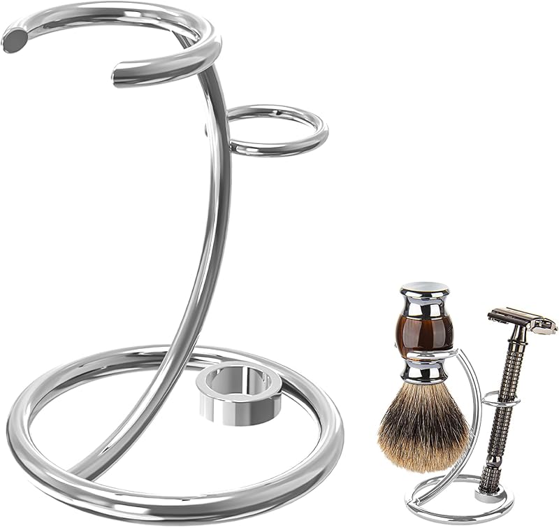 Suporte Linkidea para aparelho de barbear e pincel, aço inoxidável cromado, Silver
