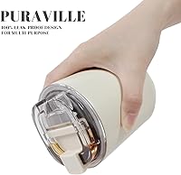 Vista 13 de Puraville Insulated Tumblers with Lid, 10 oz Travel Coffee Mug Stainless Steel Vacuum Cup, Leak Proof Reusable Double Walled Coffee Tumbler for Iced