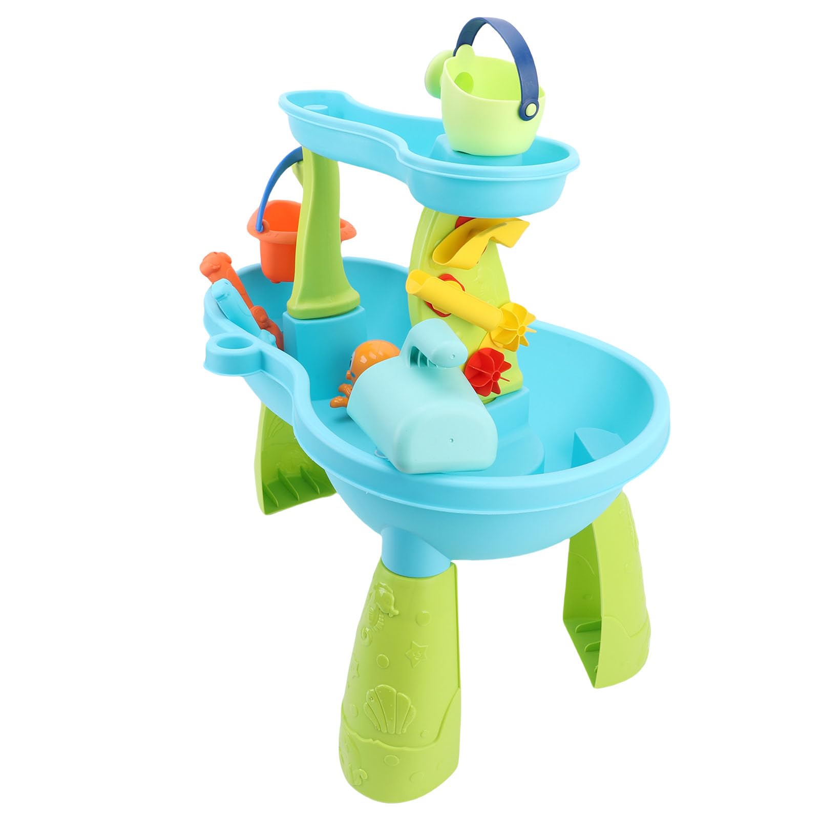Topiky Sandtisch-Set, Wasser-Sand-Aktivität, Sensorisches Spielset, Sommer-Indoor-Outdoor-Spielzeug für Eltern-Kind-Interaktion, 19-teiliger Strand-Sandkasten mit Schaufeln, Eimern, Formen, Abnehmbar