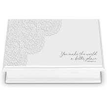 Lighthouse Christian Products Lace Top, You Make The World Better, Ephesians 116, Ivory 8.5 x 5.75 Inch Resin/MDF Wood Keepsake Storage Box