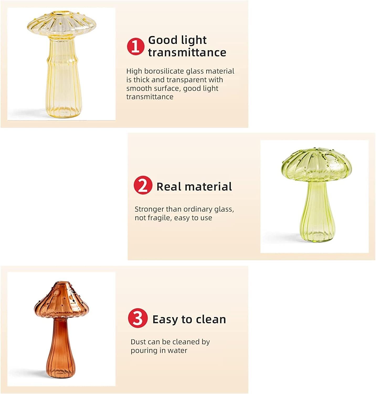 Lot de 4 vases en Verre de Champignon, Ornements de Table for Station de Propagation de Terrarium, Arrangement de Fleurs, vases hydroponiques, Arrangements Floraux for décoration d'intérieur