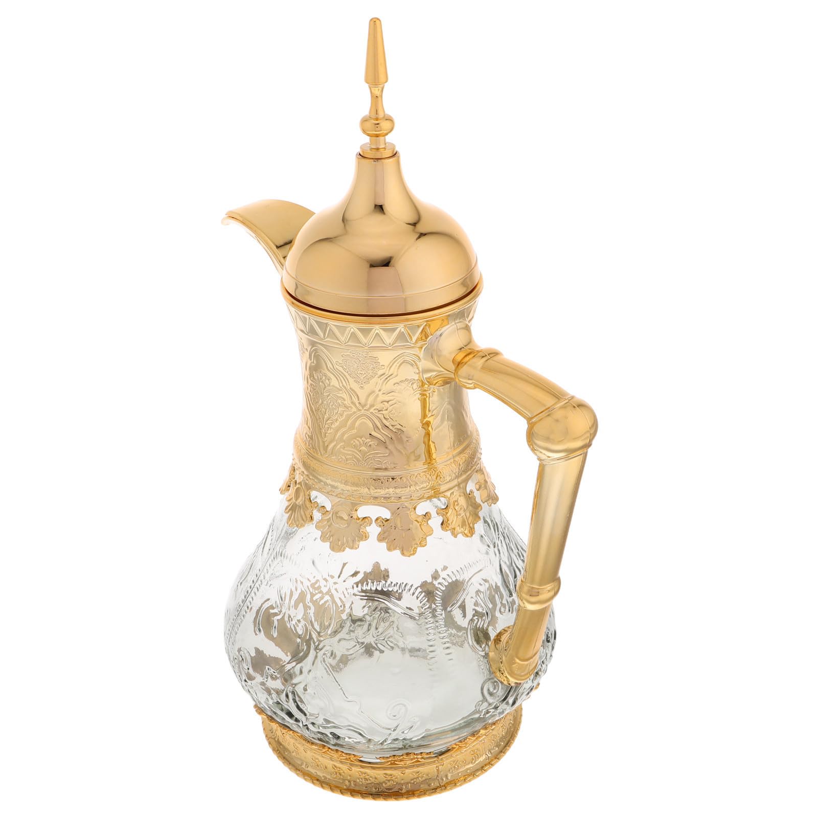 Jarra de Vidrio Dorada para Bebidas Frías, Diseño Elegante Medio Oriental