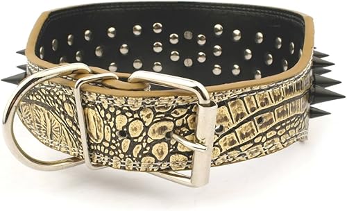 Miniatura 2 de Collar de perro de 3 pulgadas de cuero con puntas tachonado para entrenamiento, deportes, senderismo, medio, grande, XL, para pitbull, labrador,