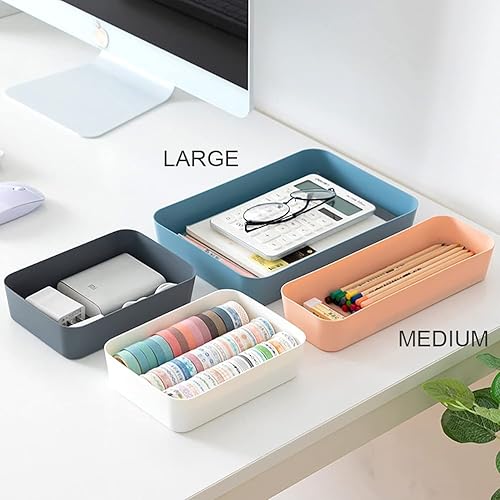 Miniatura 3 de SERENITA Organizador de cajones de plástico suave, juego de bandejas de almacenamiento para cocina, tocador, baño, dormitorio, oficina, escritorio,