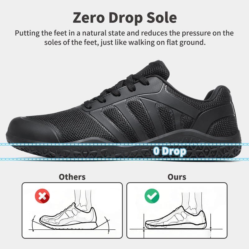 ziitop Barefoot Shoes Men Sneakers Casual Wide Toe Box Running Footwear Zero Drop Tennis Minimalist Walking Grounding Shoes for Gym Workout Weightlifting Hiking Cross Training Trail Climbing