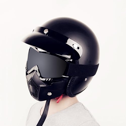 Miniatura 6 de GGBuy Gafas de montar para casco de motocicleta con máscara facial extraíble, gafas cálidas desmontables a prueba de niebla, filtro de boca