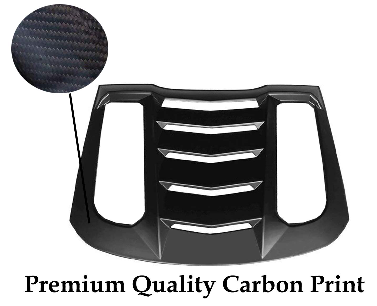 High Performance Part Compatible for 15-20 Mustang IMD V2 Style Rear Window Louver Cover- Carbon Print