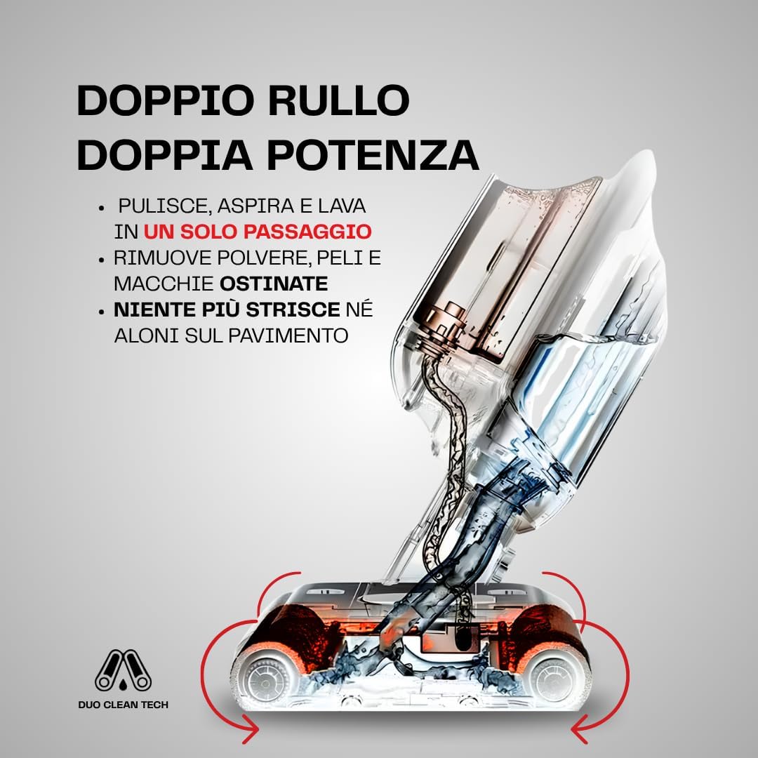 Nova Aspirapolvere Lavapavimenti Senza Fili, Lava e Aspira, Doppio Rullo Autopulente Anti-Groviglio, 23 KPa, Pulizia Bordi, Assistente Vocale Italiano, Autopulizia ad Aria Calda