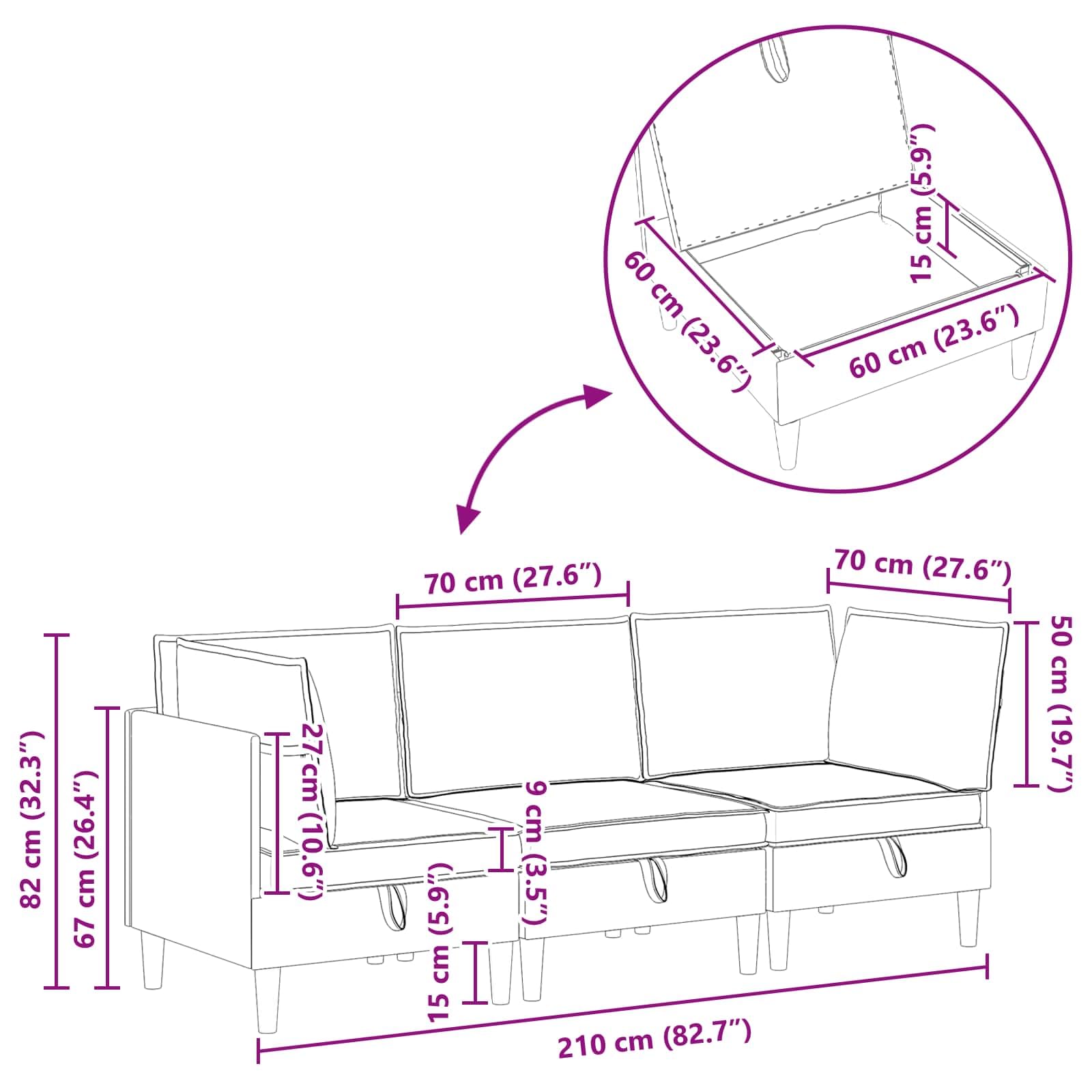 Wohnzimmergarnitur mit Kissen und Speicher, 3-teilig, Hellgrau, Samt, Sofa Set mit Sperrholzrahmen, 210 x 70 x 82 cm, ergonomisch, für Innenbereich, wohnzimmermöbel, sitzgruppe