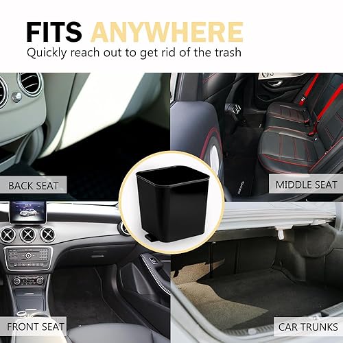 Miniatura 4 de HAUSSIMPLE Basurero para automóvil  Bote de basura a prueba de derrames para automóvil de 1.4 galones, buen plástico con clip de estabilidad para