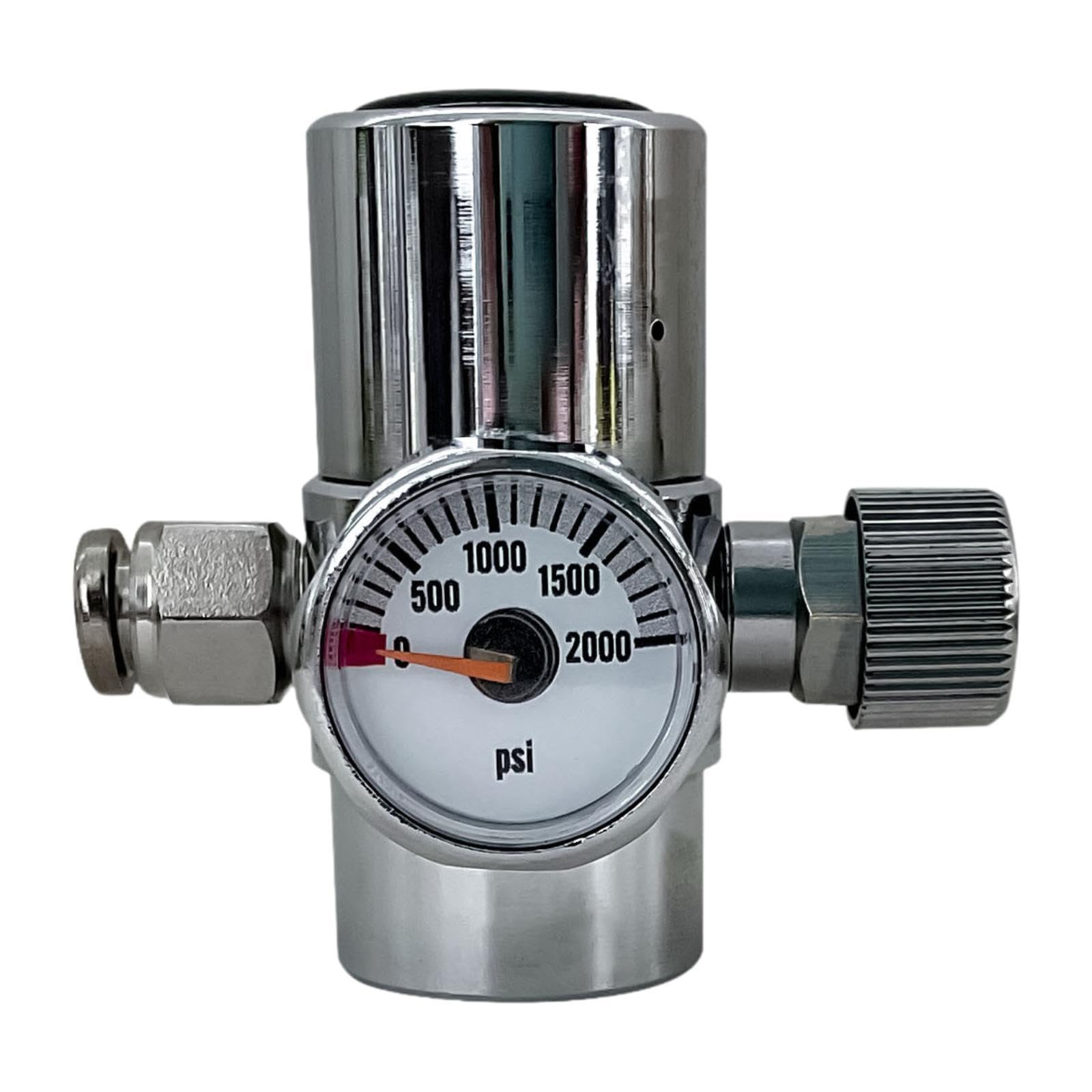 Perfeclan Válvula presión Constante para máquinas refrescos. Cuerpo latón para Botellas CO2 400 g. Perilla Flujo Ajustable con manómetro.