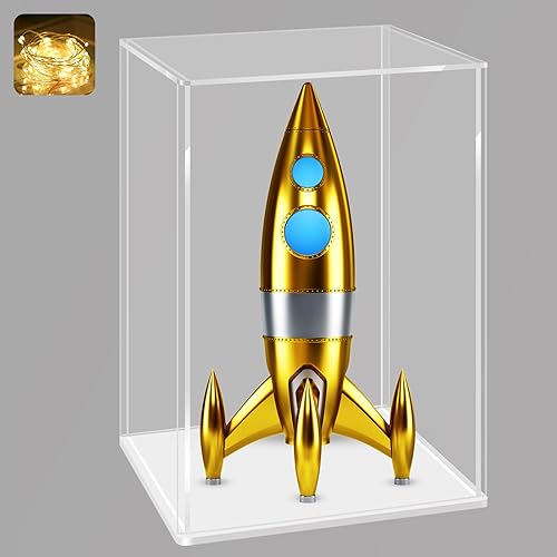 LANSCOERY vitrina de acrílico transparente, soporte vertical con base blanca, escaparate de protección a prueba de polvo para figuras coleccionables